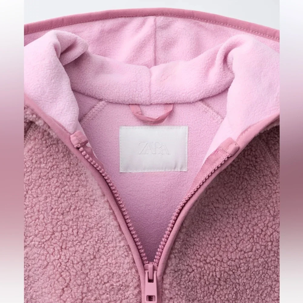 Zara Sherpa Fleece Hoodie Jacket